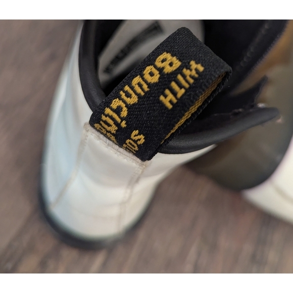 Doc Martens White Leather Combat Lace Up Side Zip Boots Size 3 - Picture 6 of 11